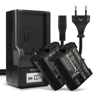 2x Kamera batteri til Nikon D7200 D7000 D7100 D750 D7500 D500 D600 D610 D800 D810 D850 Z6 Z7 - Udskift EN-EL15b EN-EL15a batteri + Oplader MH-25 ekstra batteri