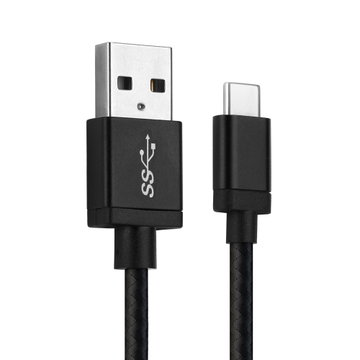 USB C Type C Telefonopladerkabel til Huawei P40, P40 Pro / P30, P30 Lite / P20, P20 Pro 1m Hurtig opladning 3A Smartphone datakabel Nylon Sort