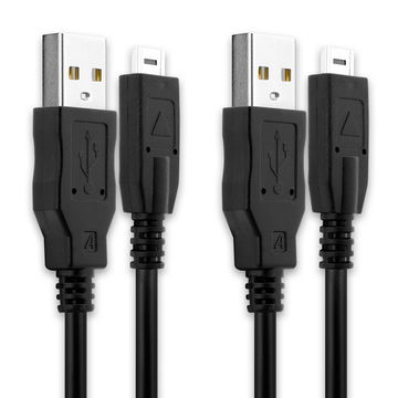2x Kamera USB-kabel til Panasonic Lumix DMC-TZ10 -TZ6 -TZ7 DMC-FZ38 -FZ35 -FZ45 -FZ100 DMC-GH2 -GH1 DMC-GF2 DMC-ZS7 -ZS3 2m Hurtig opladning af datakabel til kamera Opladerledning PVC - Sort