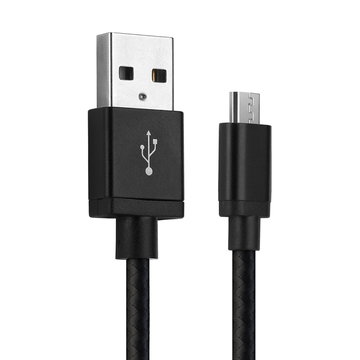 Micro USB Telefonopladerkabel til BlackBerry Passport / Classic / Priv / Z10 / Q10 / Q5 / Bold Touch 9900 / DTEK50 1m Hurtig opladning 2A Smartphone datakabel Nylon Sort