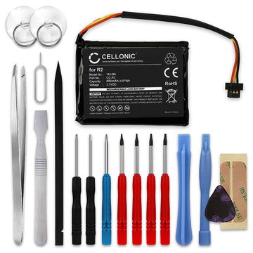 CELLONIC GPS Batteri til TomTom Pro 4000 XXL 335 340 ONE XL 340 + 17pc GPS Tool Kit AHA11110003 6027A0090721 FLB0920012619 FMB0829021142 R2 800mAh GPS Battery Replacement