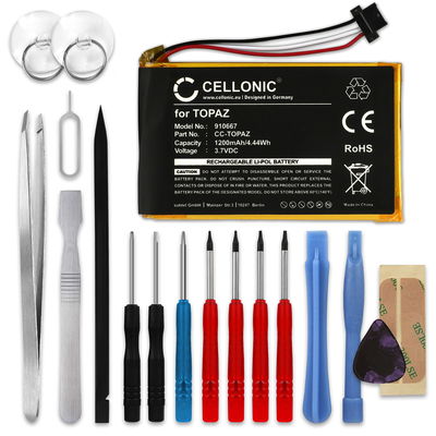 CELLONIC GPS Batteri til Navigon 70 Easy, 70 Plus, 70 Premium, 70/71 + 17pc GPS Tool Kit Topaz TOPAZPCZF1045003501 1200mAh GPS Battery Replacement
