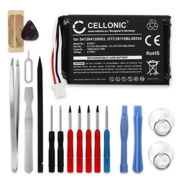 CELLONIC GPS Batteri til Navigon 42, 72, 92 (Easy + Plus + Premium + Essential) + 17pc GPS Tool Kit 541384120003 GTC39110BL08554 JS541384120003 1000mAh GPS Battery Replacement
