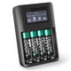 1x Oplader + 4x AAA-batterier 1000mAh