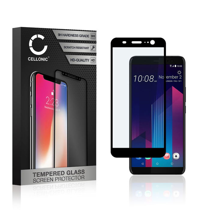 Skærmbeskytter glas til HTC U11 Plus - Tempered Glass (HD kvalitet / 3D Full Cover / 0,33mm / 9H)