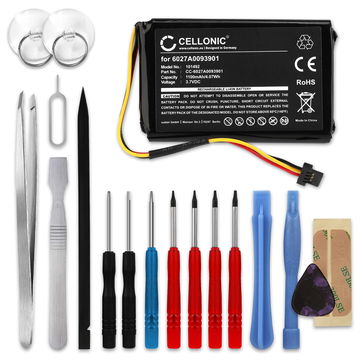 CELLONIC GPS Batteri til TomTom XL IQ Routes Edition Central Europe Traffic Europe Traffic XXL IQ Routes Edition Europe + 17pc GPS Tool Kit 6027A0093901 1100mAh GPS Battery Replacement