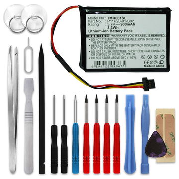 subtel GPS Batteri til TomTom Route XL, One XXL 540, XXL 550, XXL IQ Routes + 17pc GPS Tool Kit ICP653443M,P11P20-01-S02,S2IP002405148 900mAh GPS Battery Replacement
