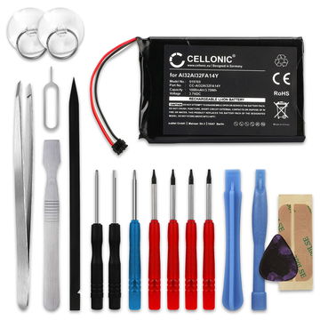 CELLONIC GPS Batteri til Garmin Nüvi 2597 LMT 2599 LMT 2589 LMT 2559 LMT 2539 LMT + 17pc GPS Tool Kit AI32AI32FA14Y 1000mAh GPS Battery Replacement