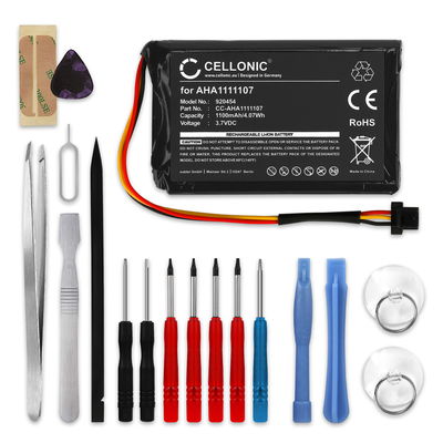 CELLONIC GPS Batteri til TomTom Go Essential, Go 620, Go 610, Go 600 (4FA60) + 17pc GPS Tool Kit AHA1111107 AHA11111010 P6 1100mAh GPS Battery Replacement