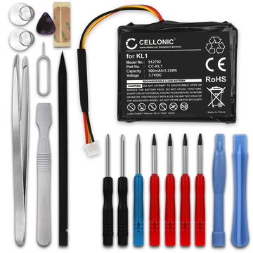 CELLONIC GPS Batteri til TomTom VIA 1405 1405M 1405T VIA 1435 1435TM VIA 1505 1505M 1505T VIA 1535 + 17pc GPS Tool Kit 6027A0114501 KL1 900mAh GPS Battery Replacement