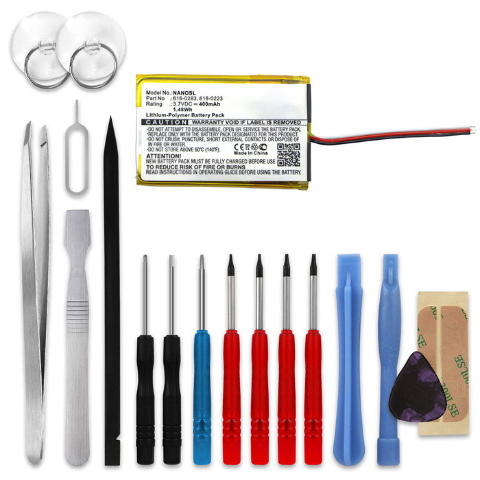 Apple iPod Nano MA005LL/A batteri 400mAh 3.6V - 3.7V + Værktøj Set fra subtel