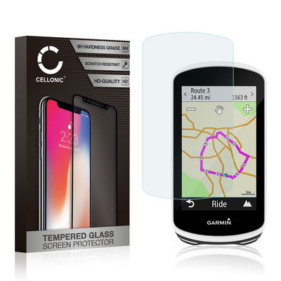 CELLONIC GPS-skærmbeskytter til Garmin Edge 1040, Edge 1040 Solar / Edge 1030, Edge 1030 Plus Sat Nav Screen Cover Film - 2.5D 0,30mm Full Glue Glas hærdet i 9 timer Gennemsigtig