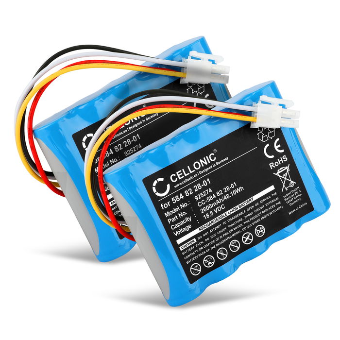 2x Battery til Husqvarna R100Li, R100Lic, Automower 310, 315, Gardena Sileno 2600mAh 18.5V Li Ion fra CELLONIC