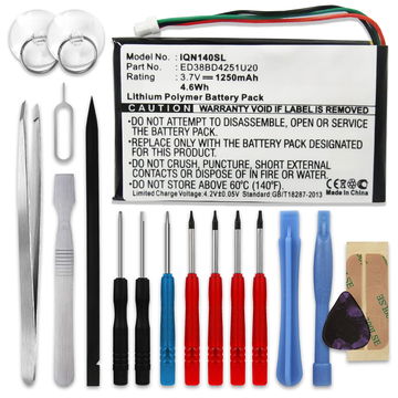 subtel GPS Batteri til Garmin nüvi 1400 1490T 1450T 1490Tpro 1490T + 17pc GPS Tool Kit ED38BD4251U20 361-00019-14 1250mAh GPS Battery Replacement
