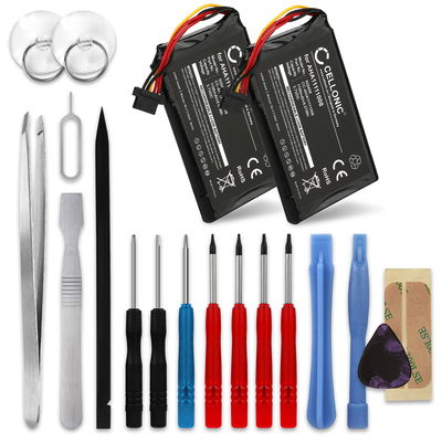 2x CELLONIC GPS Batteri til TomTom Go 6250, Go 6200, Go 6100, Go 6000, Go 5000 + 17pc GPS Tool Kit AHA11111008 VFAD VF6P 1100mAh GPS Battery Replacement
