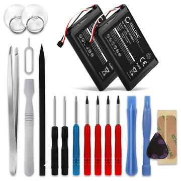 2x CELLONIC GPS Batteri til Garmin Edge 800 / Edge 810 / Edge Touring + 17pc GPS Tool Kit 361-00035-00, KE37BE49D0DX3 1000mAh GPS Battery Replacement