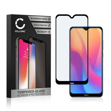 Skærmbeskytter glas til Xiaomi Redmi 8A - Tempered Glass (HD kvalitet / 3D Full Cover / 0,33mm / 9H)