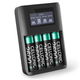 4x Batteri 2600mAh + Oplader