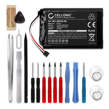 CELLONIC GPS Batteri til Garmin nüvi 2350LT 2360LT 2370LT 2340LT Edge Touring Plus + 17pc GPS Tool Kit 361-00035-00 361-00035-02 1000mAh GPS Battery Replacement