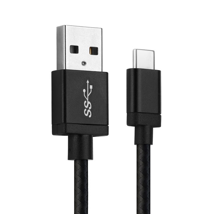 USB C Type C Telefonopladerkabel til Fairphone 4 / 3 / 3 Plus 1m Hurtig opladning 3A Smartphone datakabel Nylon Sort