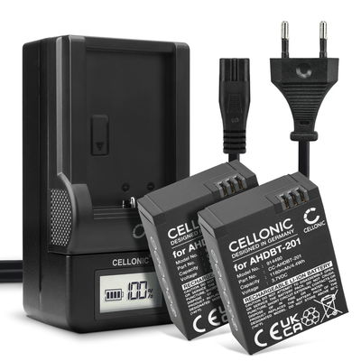 2x AHDBT-302 Batterier til GoPro Hero 3 Hero 3 Hero 3 White Hero 3 Black Hero 3 Hero 3 Silver Hero 3 + Hero 3+ Hero 3 Plus Go Pro - 1180mAh AHDBT-301 Batteriudskiftning + LCD Smart Charger