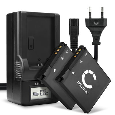 2x Kamera batteri til Canon PowerShot A2200, PowerShot A3000 IS, 3100 IS, 3150 IS, 3200 IS, 3300 IS, 3350 IS - Udskift NB-8L batteri + Oplader NB-8L ekstra batteri