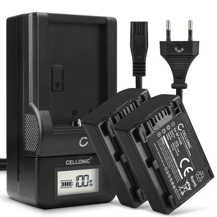 2x Sony HDR-CX540 batteri 650mAh 7.2V - 7.4V + Oplader fra CELLONIC