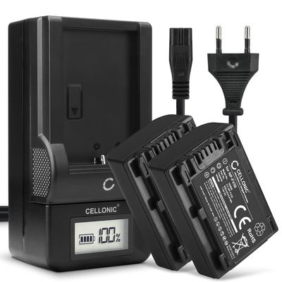 2x Kamera batteri til Sony FDR-AX33 AX53 AX100e HDR-PJ810 PJ530 PJ330 PJ260 HDR-CX625 CX900 HDR-XR550 NEX-VG900 - Udskift NP-FV70A NP-FV50A NP-FV30 NP-FV90 NP-FV100A batteri + Oplader ekstra batteri