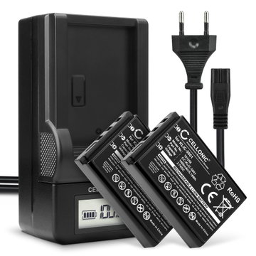 2x Kamera batteri til Kodak Easyshare DX6490 DX7440 DX7590 DX7630 P850 P880 - Udskift KLIC-5001 batteri + Oplader KLIC-5001 ekstra batteri
