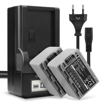 2x Kamera batteri til Sony DCR-HC28 HC21 HC23 HC26 HC30 HC32 HC36 HC40 HC96 HDR-HC3 DCR-DVD105 DCR-SR100 - Udskift NP-FP50 -FP70 NP-FH50 -FH70 batteri + Oplader ekstra batteri