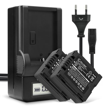 2x Kamera batteri til Panasonic NV-GS10 NV-GS120 NV-GS140 NV-GS150 NV-GS158 NV-GS180 NV-GS188 NV-GS200 - Udskift CGA-DU06,CGA-DU07,CGA-DU12,CGA-DU14 batteri + Oplader ekstra batteri