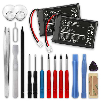 2x Battery til Sony PlayStation 4 Dualshock 4 Wireless Controller (Version 2) 1000mAh 3.6V - 3.7V + Værktøj Set fra CELLONIC