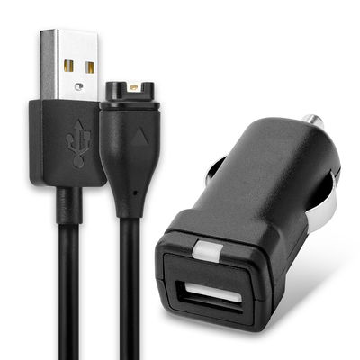 subtel 12V / 24V stikkontakt til System Connector In Car Charger for Garmin Fenix 7, 6, 6 Pro, 6X Pro, Vivoactive 4, 4S, 3, Forerunner 945, 45, Venu 2 3A Cigarette Lighter Adapter m/ 1m Opladningskabel