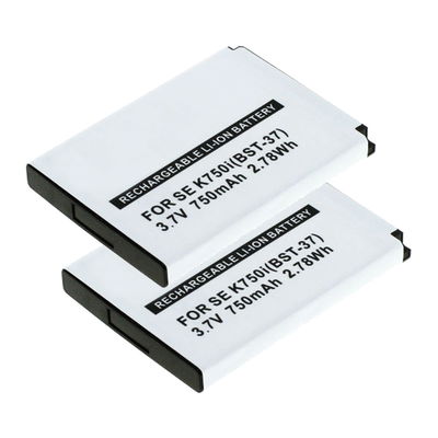 2x BST-37 batteri til mobiltelefoner Sony Ericsson W810i / W800i / W550i / W350i / K750i / K610i / J110i / V630i / Z520i - BST-37 750mAh - udskift dit mobilbatteri og få mere ud af din mobil
