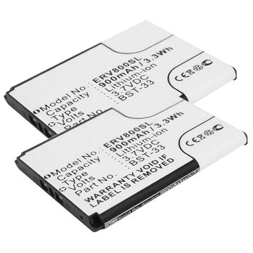 2x BST-33 batteri til mobiltelefoner Sony Ericsson C903 C702 G705u G502 G700 G900 - BST-33 900mAh - udskift dit mobilbatteri og få mere ud af din mobil