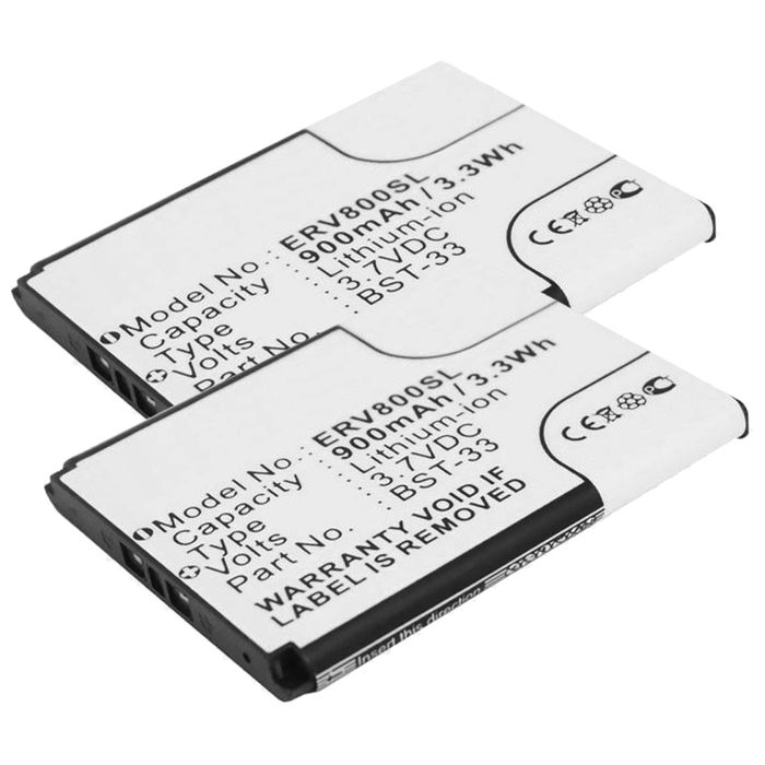 2x BST-33 batteri til mobiltelefoner Sony Ericsson C903 C702 G705u G502 G700 G900 - BST-33 900mAh - udskift dit mobilbatteri og få mere ud af din mobil