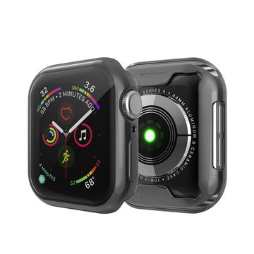subtel Beskyttelsesetui og skærmbeskytter til Apple Watch SE / 6 / 5 / 4 - 40mm 9H Hærdet glas GPS Smart Watch Cover Smartwatch Bumper Case Frame - Gennemsigtig / sort