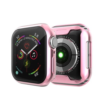 subtel Beskyttelsesetui og skærmbeskytter til Apple Watch SE / 6 / 5 / 4 - 44mm 9H Hærdet glas GPS Smart Watch Cover Smartwatch Bumper Case Frame - Pink