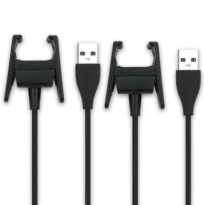 2x USB Smart Watch Charger for FitBit Charge 2 0,20m Hurtig opladning Datakabel Smartwatch Fitness Tracker - Sort