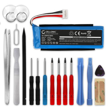 1x Batteri til JBL Flip 3 GSP872693 02 (3000mAh, 3.7V) + Værktøj Set fra CELLONIC