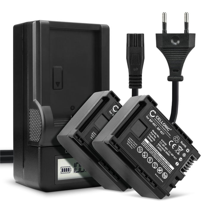 2x Battery for Canon HF10 Replacement Battery 890mAh Spare Battery + Charger