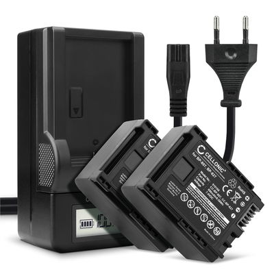 2x Kamera batteri til Canon XA10 HG10 HG20 HF10 HF100 FS300 VIXIA HF G20 G10 HF200 HF20 HF S100 LEGRIA HF G25 HF200 HF M46 - Udskift BP-807,BP-809,BP-819,BP-827 batteri + Oplader ekstra batteri