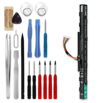 Batteri til Acer Aspire E5-573G, E5-475G, E5-523G, E5-553G, E5-575G, E5-774G, AS16A5K, AS16A8K Bærbar computer - 2200mAh 14.8V + Værktøj Set