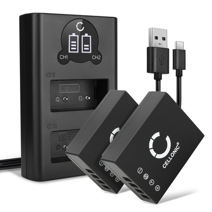 2x Fuji FujiFilm X-T3 Battery + Dual Charger 1140mAh from CELLONIC