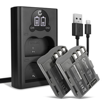 2x Kamera batteri til Nikon D90 D700 D300 D900 D100 D200 D300S D50 D70 D70s D80 EN-EL3a EN-EL3e EN-EL3 - Udskift EN-EL3a EN-EL3e EN-EL3 batteri 2000mAh + Dobbelt Oplader MH-18a ekstra batteri