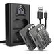 2x Batteri 2000mAh + Dobbeltoplader