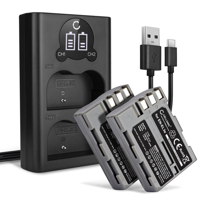 Batteri til Nikon EN-EL3e Skift Batteri 1600mAh Accumulator Akku