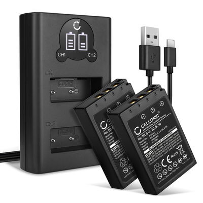 2x Kamera batteri til Olympus BLS-5 BLS-50 - Udskift BLS-5 BLS-50 batteri 1000mAh + Dobbelt Oplader BCS-1 BCS-5 ekstra batteri