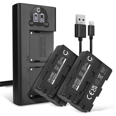 2x Kamera batteri til Sony NP-FM500H - Udskift NP-FM500H batteri 1400mAh + Dobbelt Oplader BC-VM10A ekstra batteri