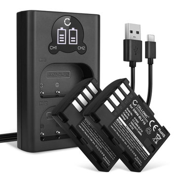 2x Kamera batteri til Panasonic DC-GH5 DC-GH5s DMC-GH4 GH4 GH4r GH4h GH3 DMC-GH3h GH3a G9 DMW-BLF19 DMW-BLF19E DMW-BLF19PP - Udskift DMW-BLF19 DMW-BLF19E DMW-BLF19PP batteri 1600mAh + Dobbelt Oplader DMW-BTC10 ekstra batteri